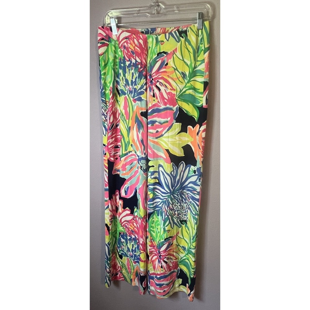 Lilly Pulitzer Floral Multicolor Georgia May Palazzo Pants Travelers Palm Small - Picture 3 of 5